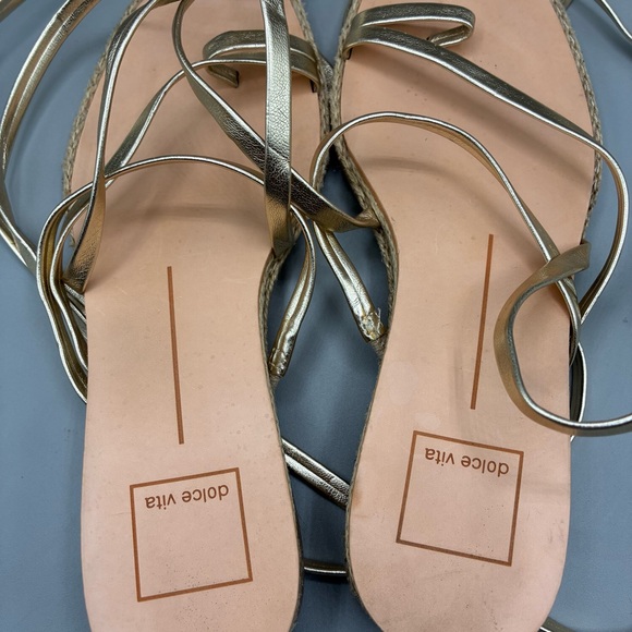 Dolce Vita Pauly Lace Up Sandals Women’s 7 Gold Metallic Ankle Wrap - Picture 8 of 9